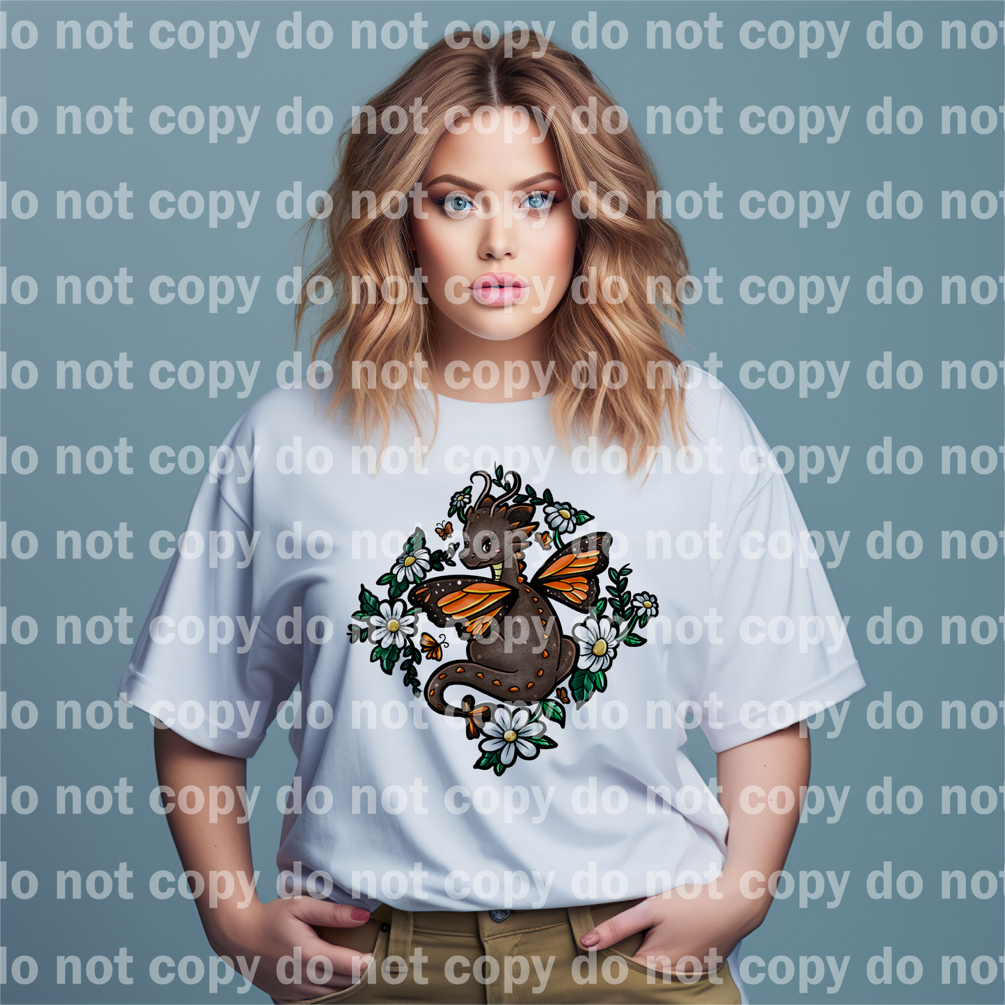 Floral Butterfly Dragon Black Outline/White Outline