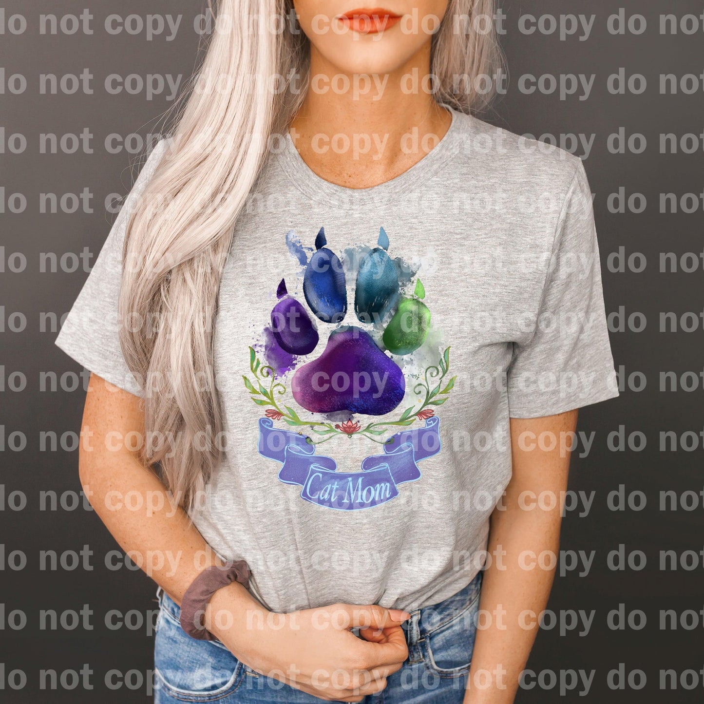 Cat Mom Purple Ribbon