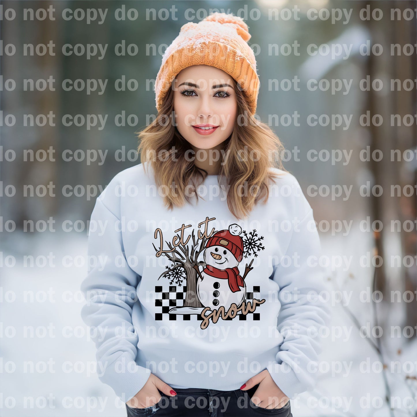 Let It Snow Beanie Scarf Snowman