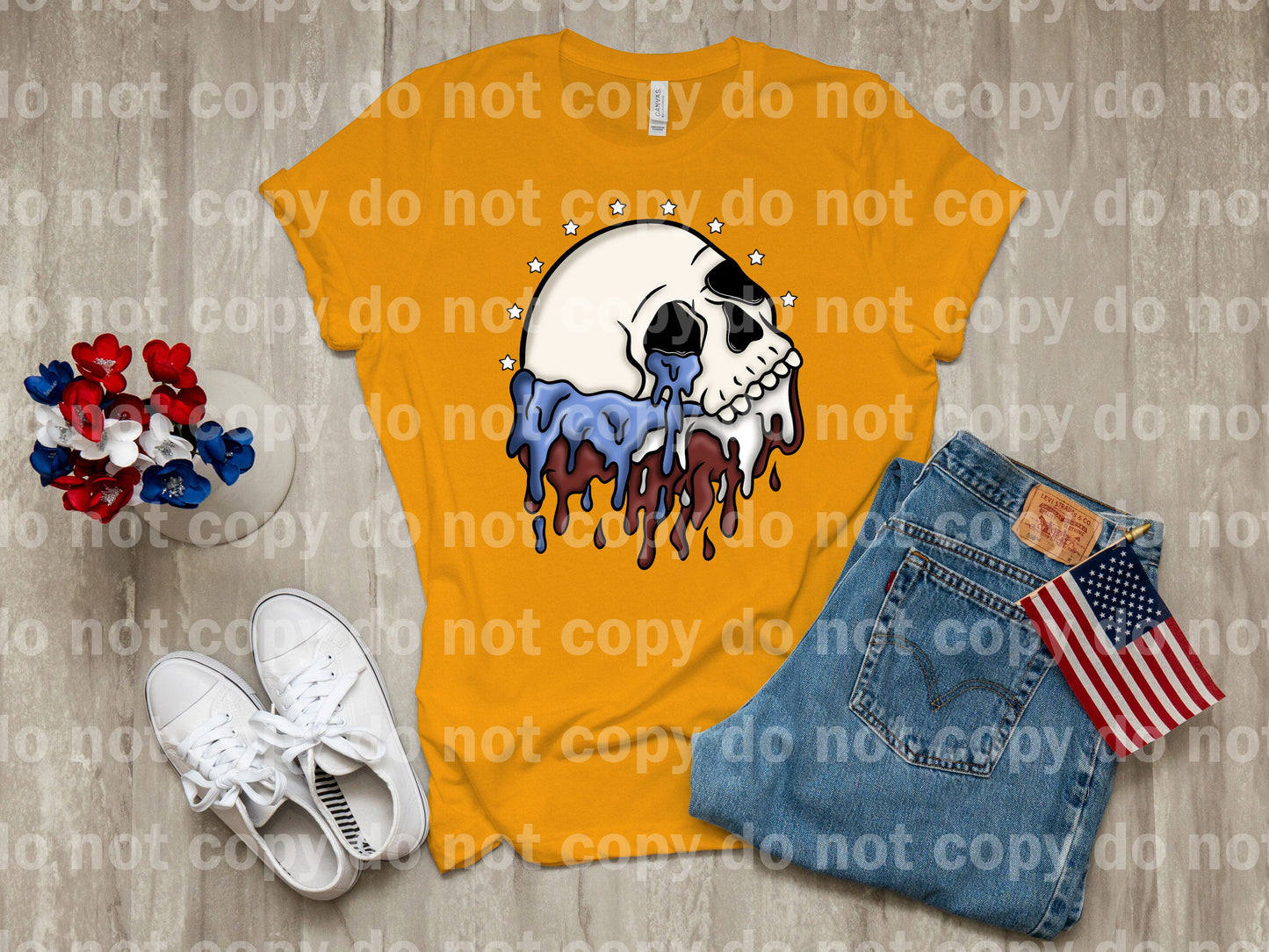Patriotic Drippy Skull