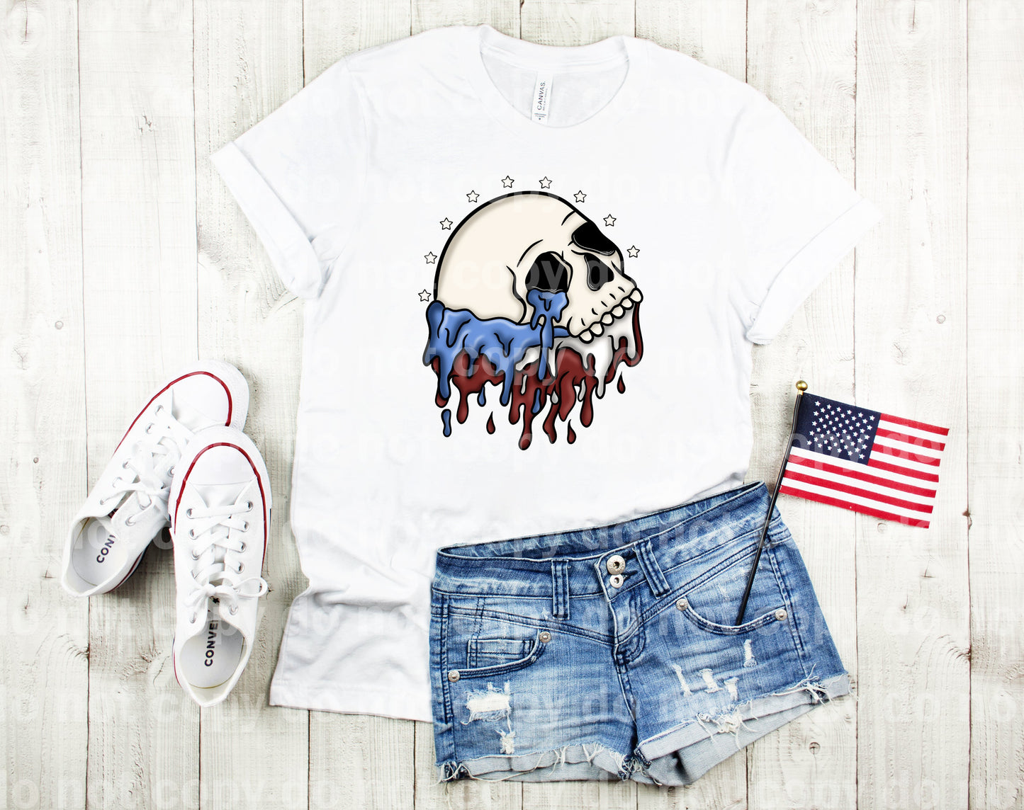 Patriotic Drippy Skull
