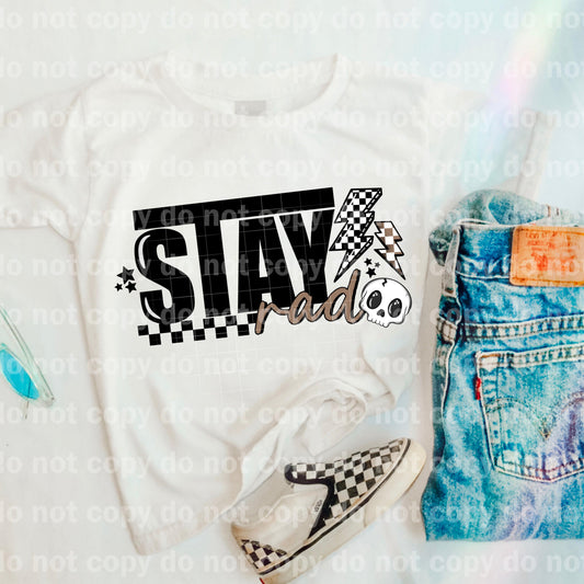 Stay Rad Skull And Checkered Lightning Bolt