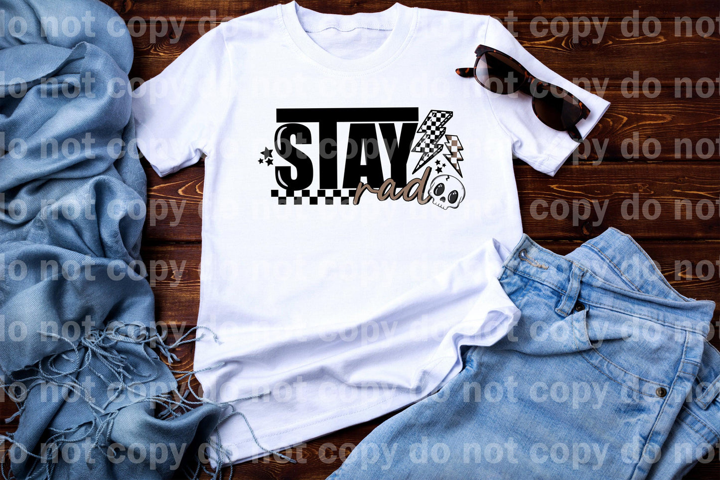 Stay Rad Skull And Checkered Lightning Bolt