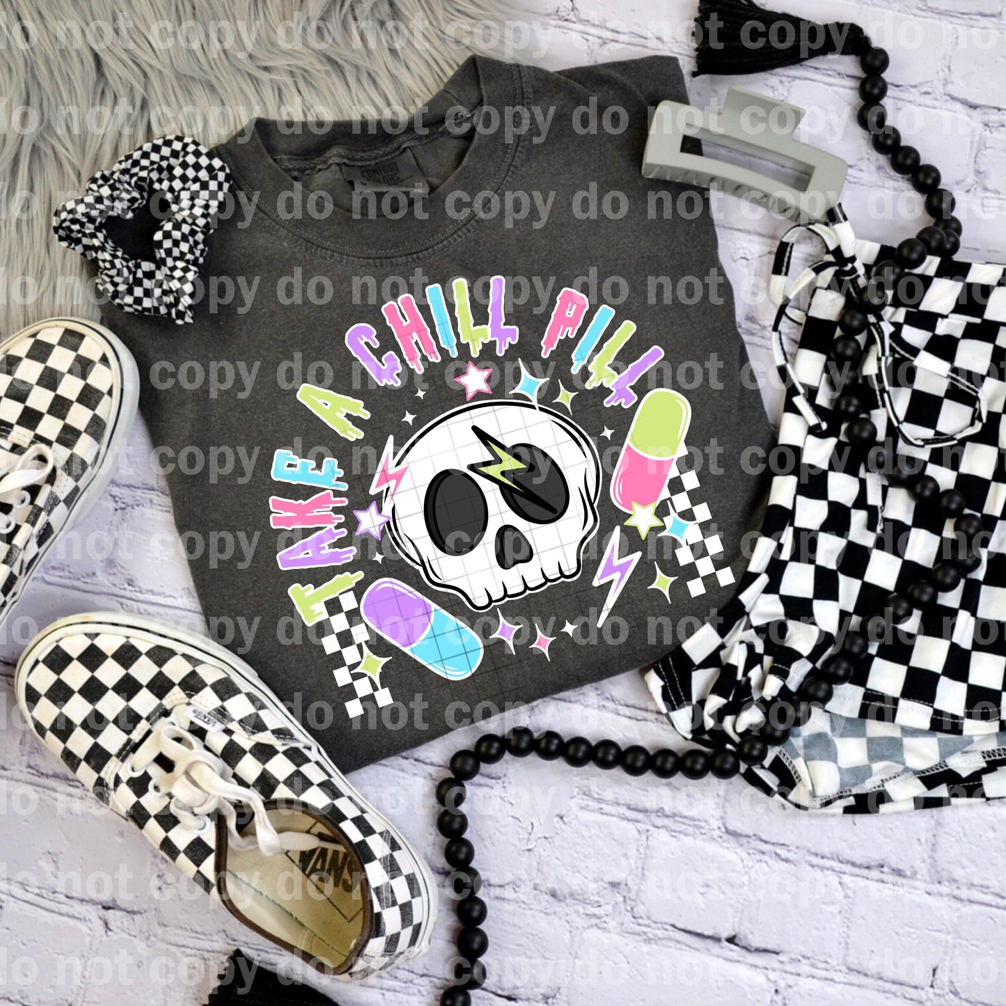 Take A Chill Pill Skull White