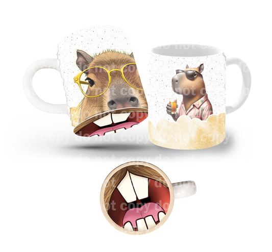 Eyeglass Capivara Tilt & Sip Mug Wrap + Bottom Design Set