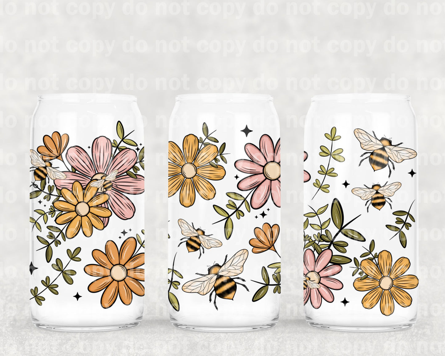 Envoltura de taza de 16 oz de abejas florales