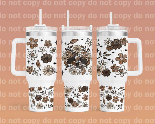 Brown Floral Skellie 40oz Cup Wrap