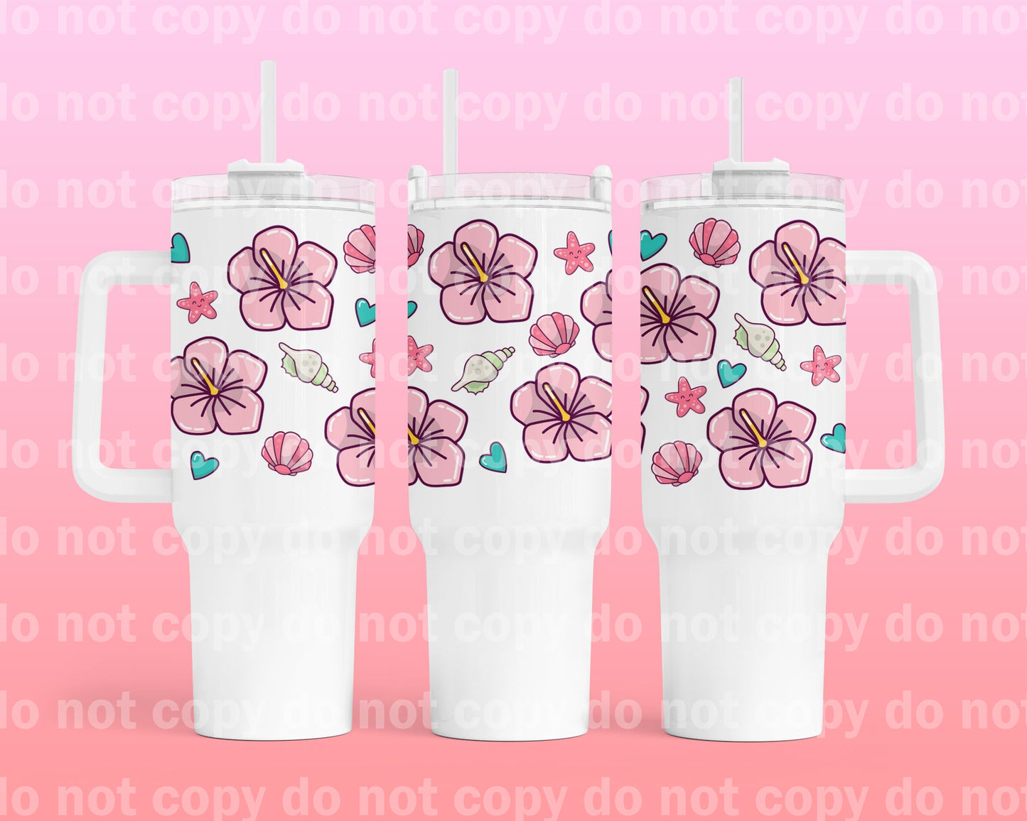 Flowers and Seashells 40oz Cup Wrap