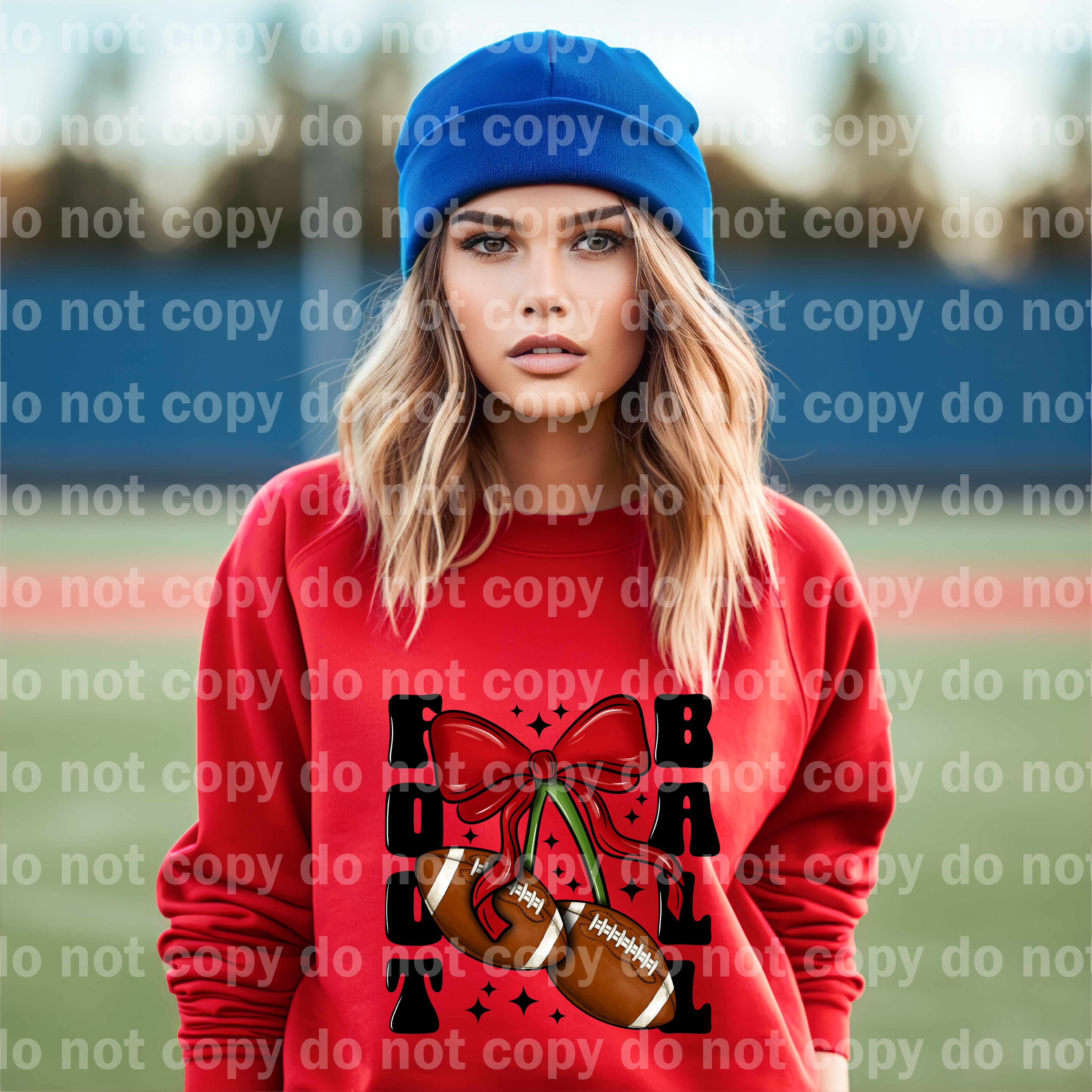 Football Bow Black Font/Red Font