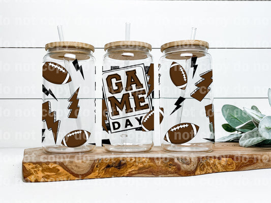 Game Day Football Bolt 16oz Cup Wrap