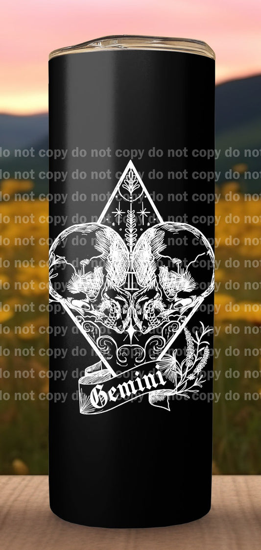 Gemini Skull Twins White Decal 3.5 x 4.4
