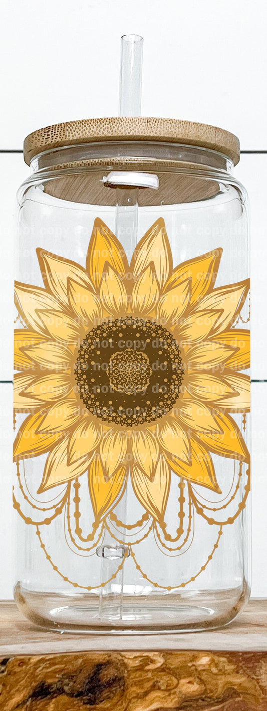 Golden Sunflower Bead Chain Decal 3.7 x 4.5