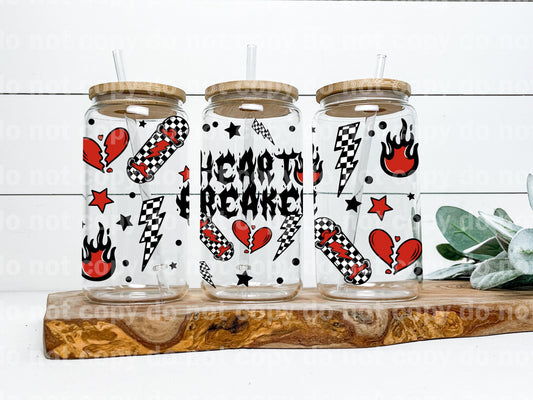 Heartbreaker Checkered Skateboard Lightning Bolt 16oz Cup Wrap