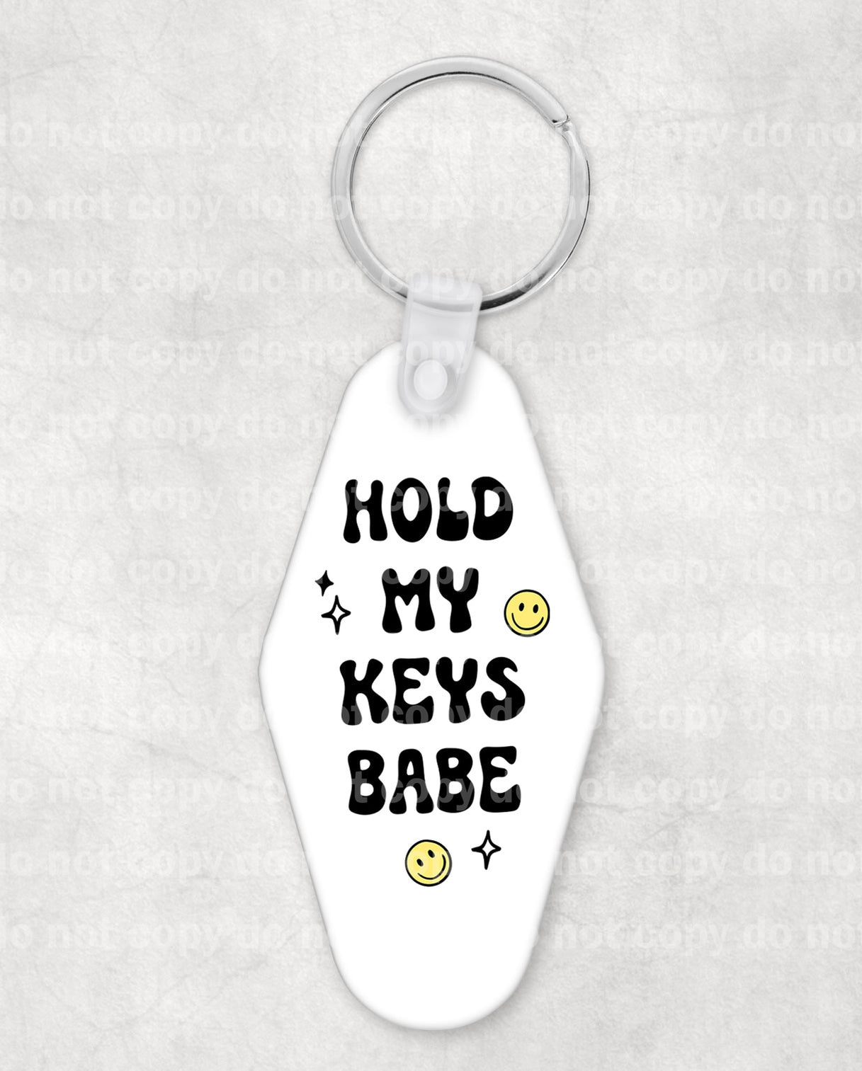 Hold My Keys Babe Llavero UV DTF Eco solvente o transferencia por sublimación 1.1 x 1.9