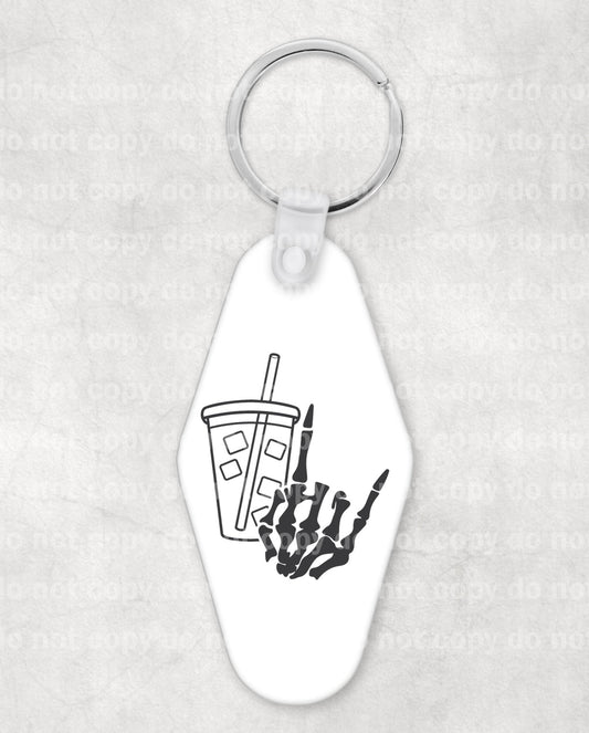 Iced Coffee And Skellie Hand Keychain UV DTF Eco solvent or sublimation transfer 1.1x 1.3
