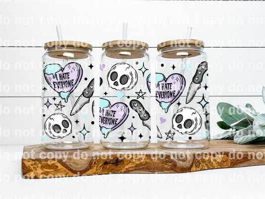 I Hate Everyone Skellie Heart Knife 16oz Cup Wrap