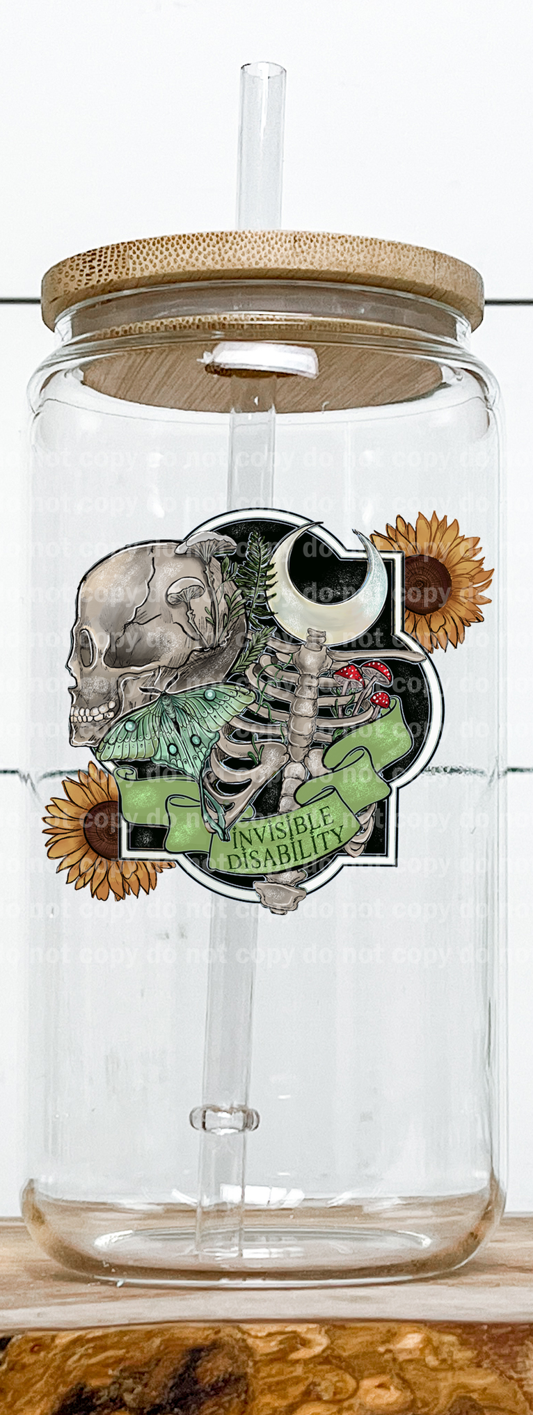 Invisible Disability Warrior Skull Moon Moth Emblem