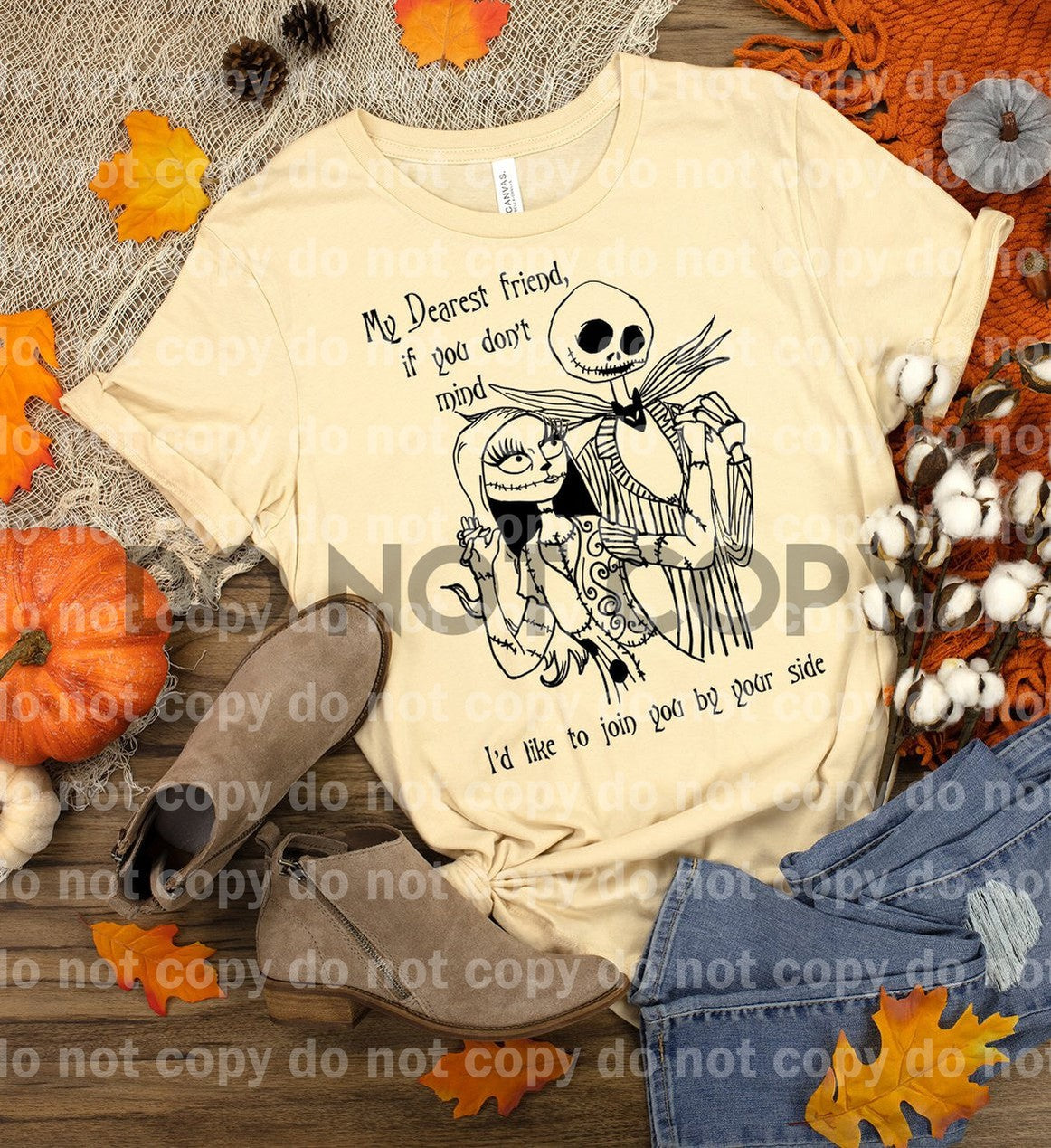 Jack and Sally My Dearest Friend Hand drawn Dream Print or Sublimation Print