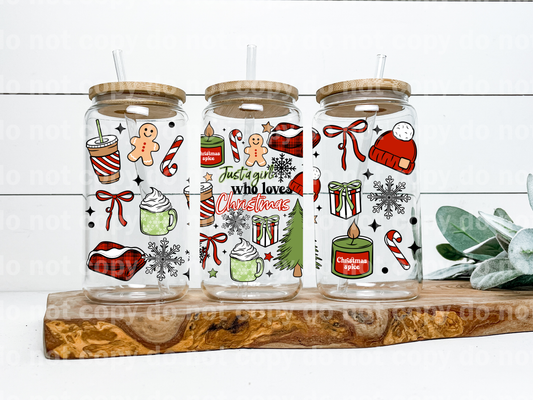 Just A Girl Who Loves Christmas Collage 16oz Cup Wrap