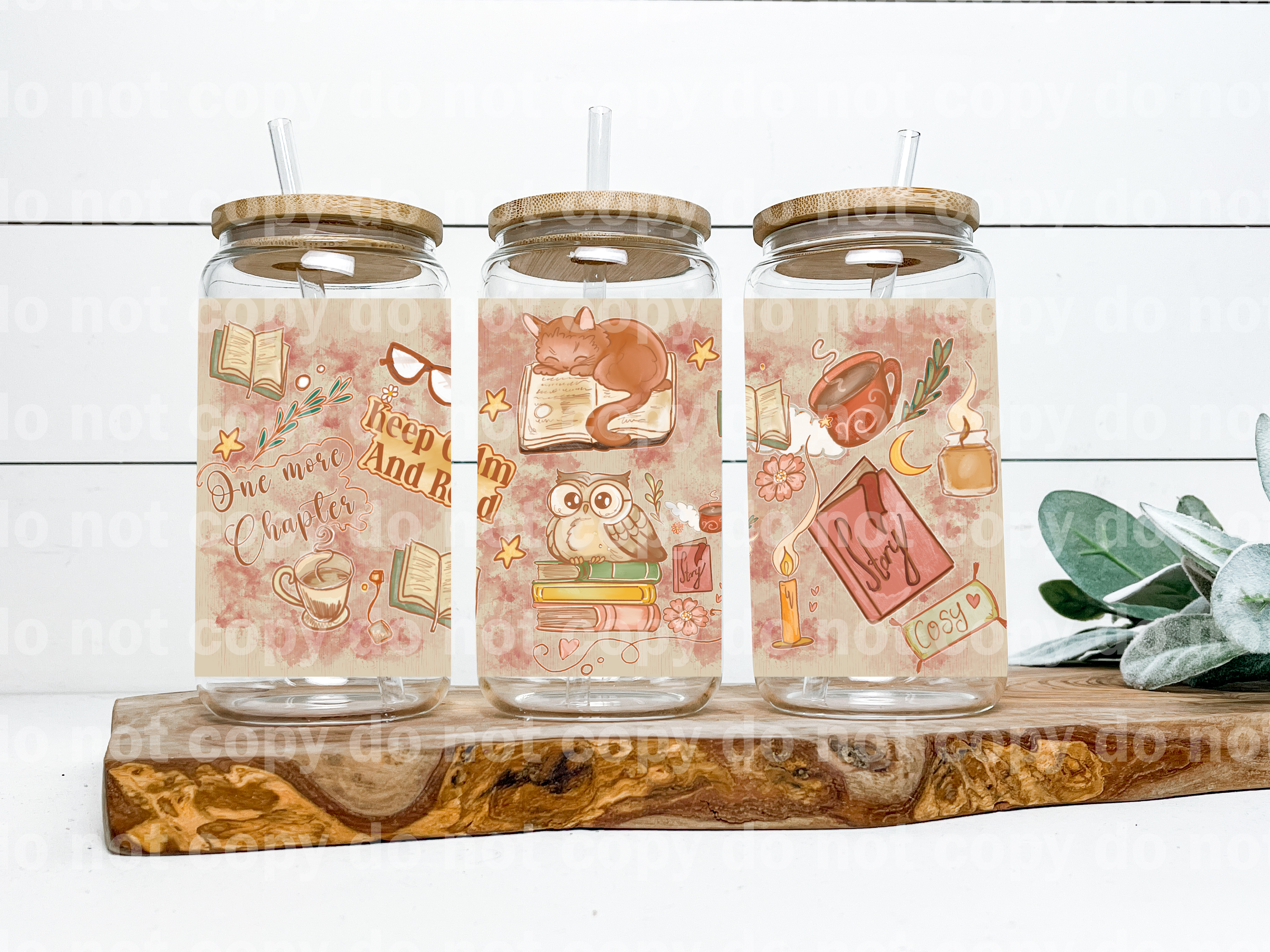 Keep Calm and Read One More Chapter Pink 16oz Cup Wrap