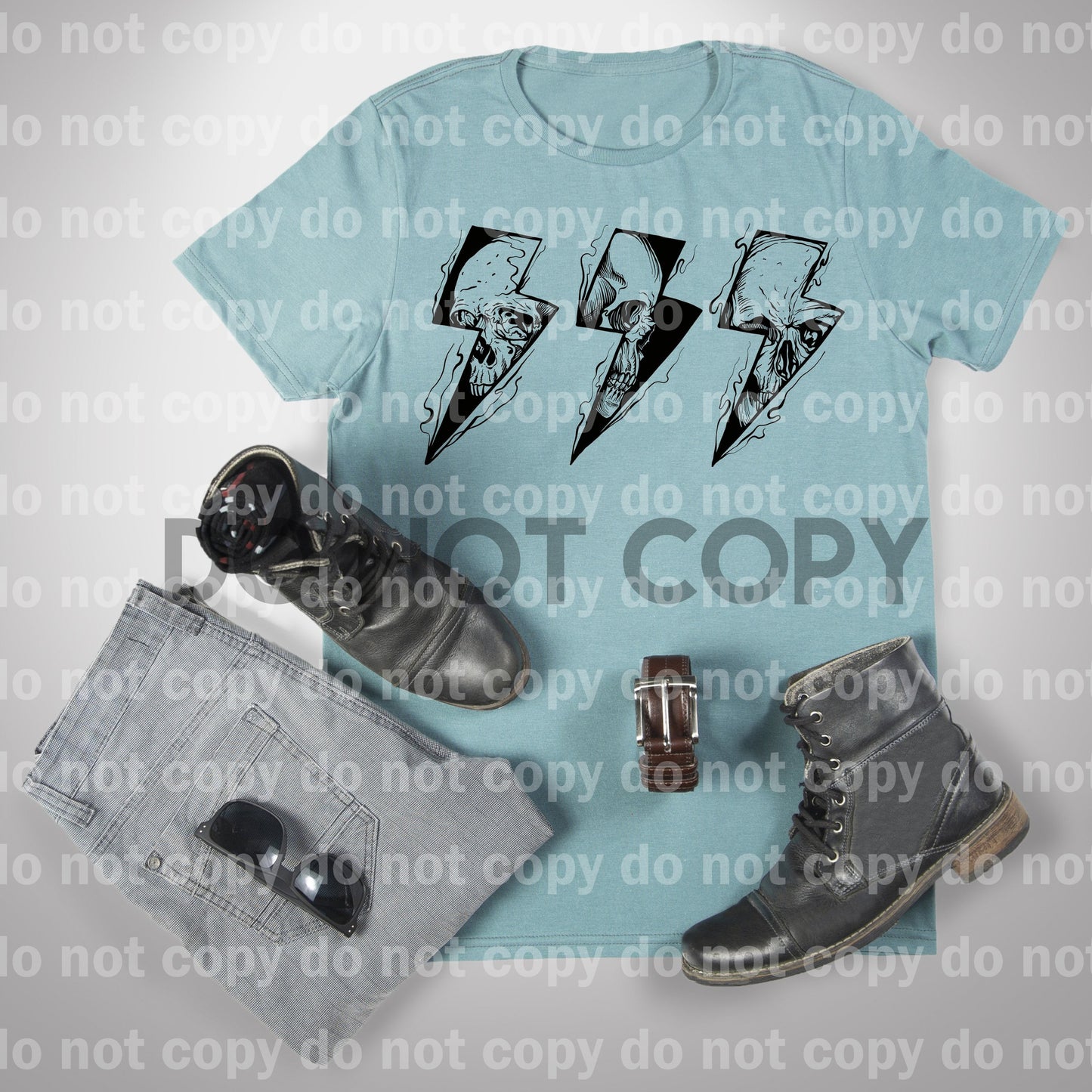 Lightning Bolt Skulls Black Dream Print or Sublimation Print