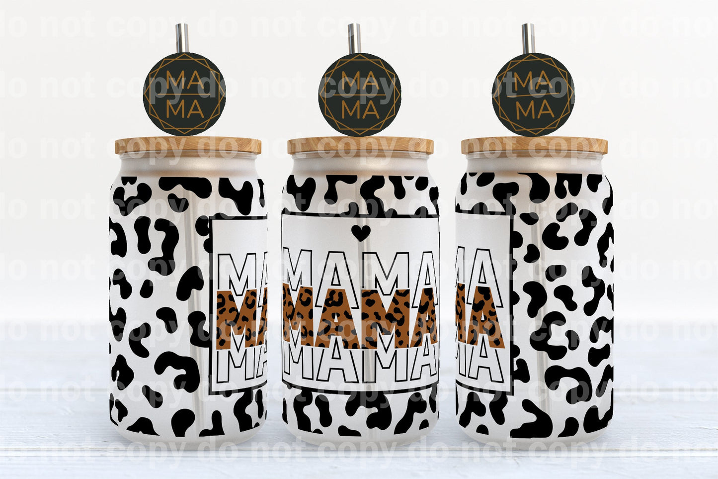 Mama Leopard Print 16oz Cup Wrap and Pen Wrap