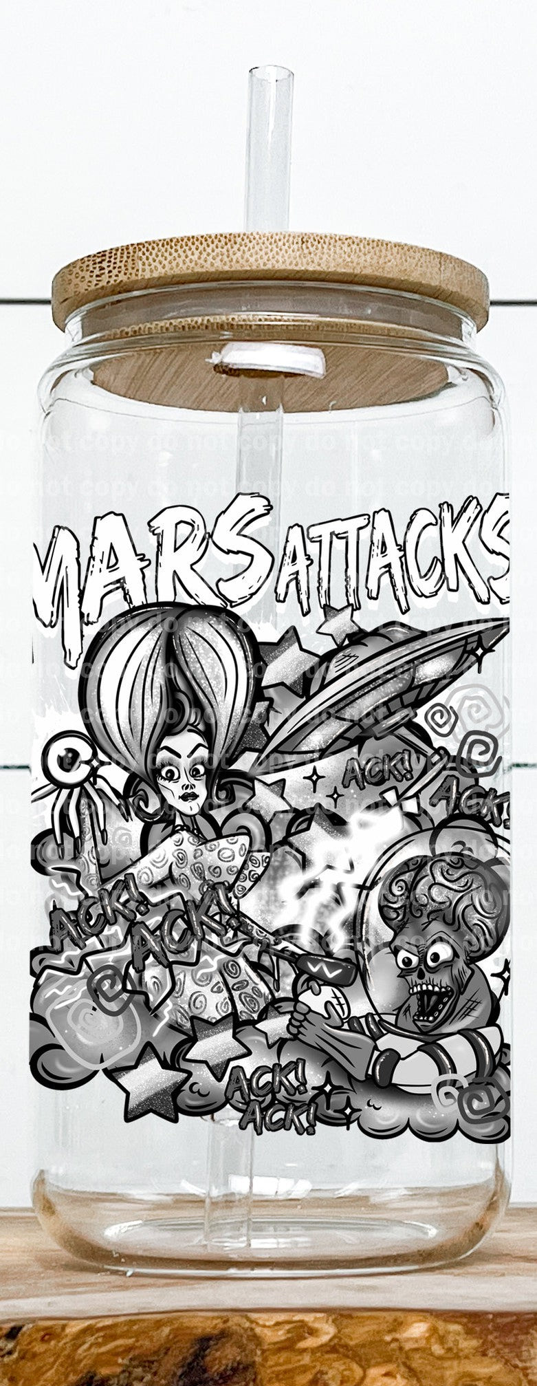 Mars Attacks With Words Greyscale