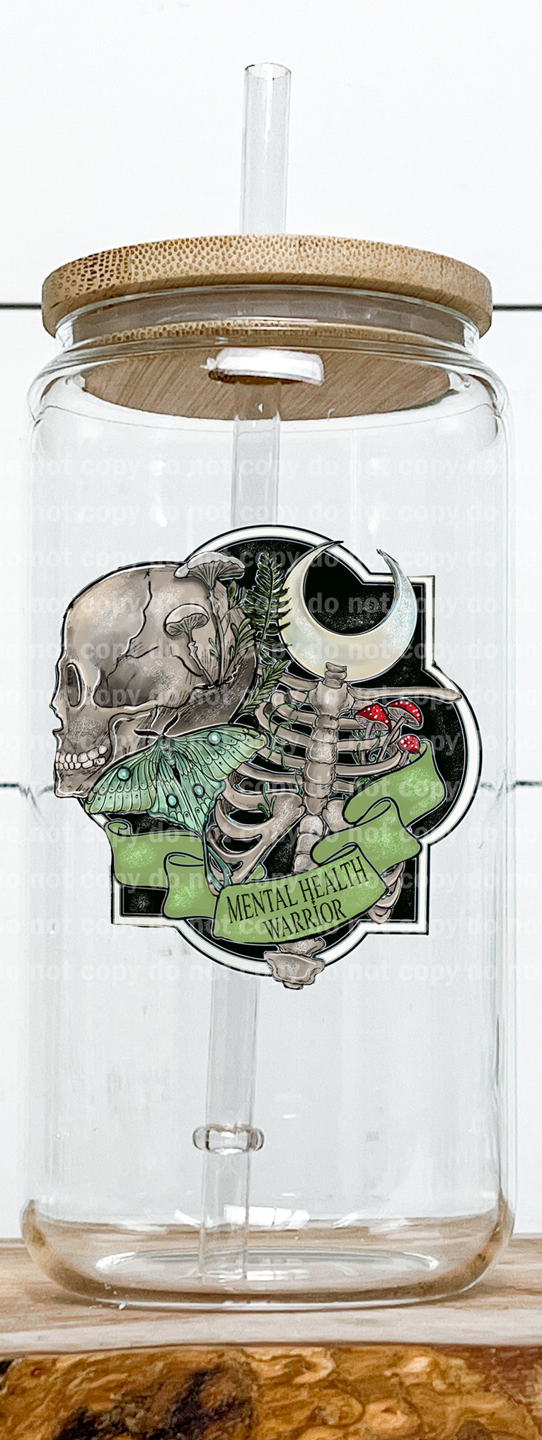Mental Health Warrior Skull Moon Moth Emblem