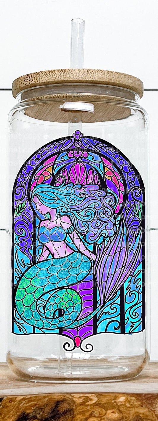 Mermaid Stained Glass Decal 2.7 x 4.5