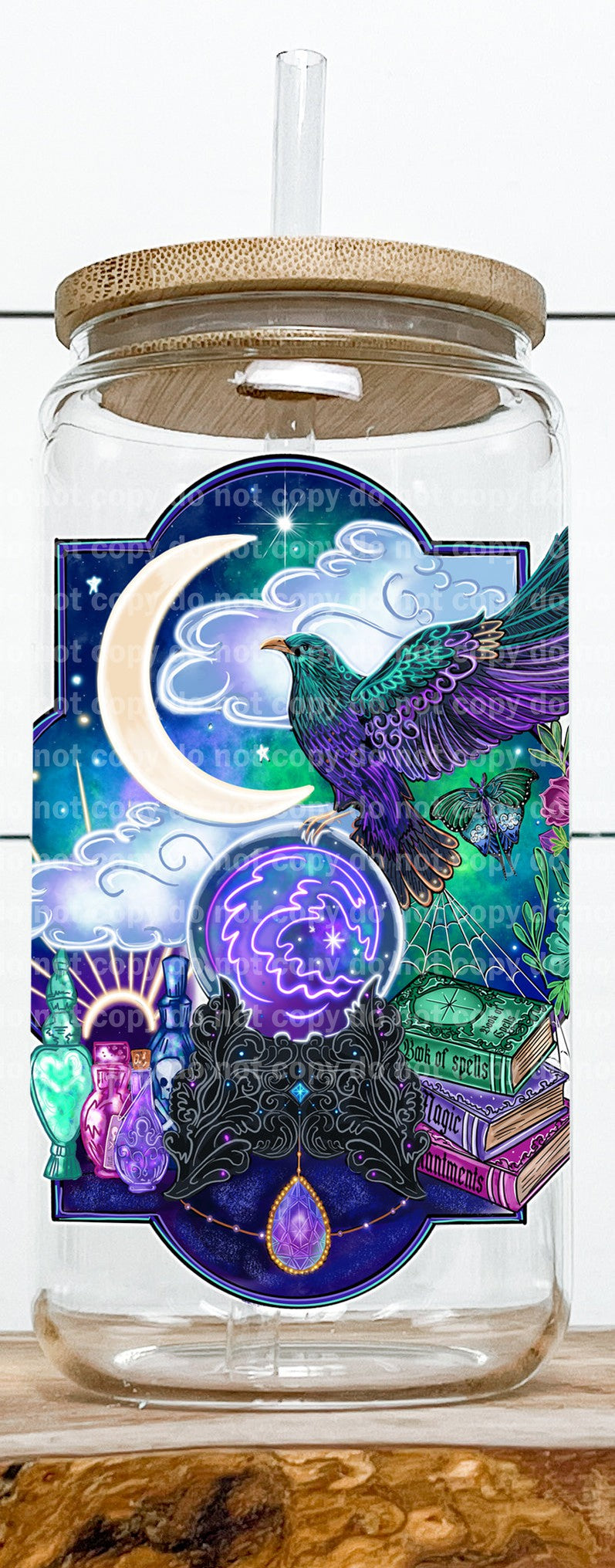 Luna cuervo hechizo libros bola de cristal Calcomanía 3.6 x 4.5