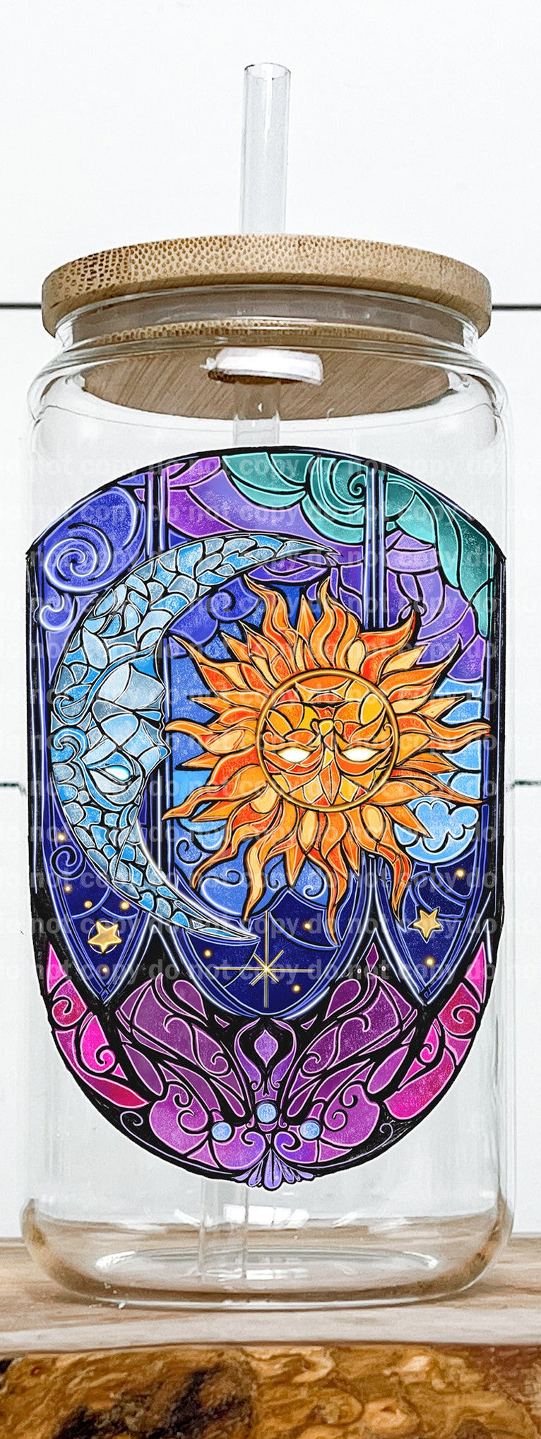 Moon And Sun Full Color/One Color Decal 3.5 x 4.5