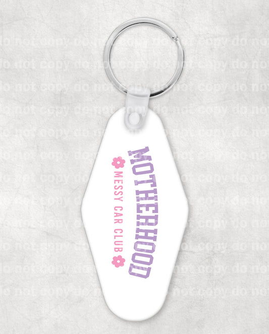 Motherhood Messy Car Club Keychain UV DTF Eco solvent or sublimation transfer 0.7 x 2