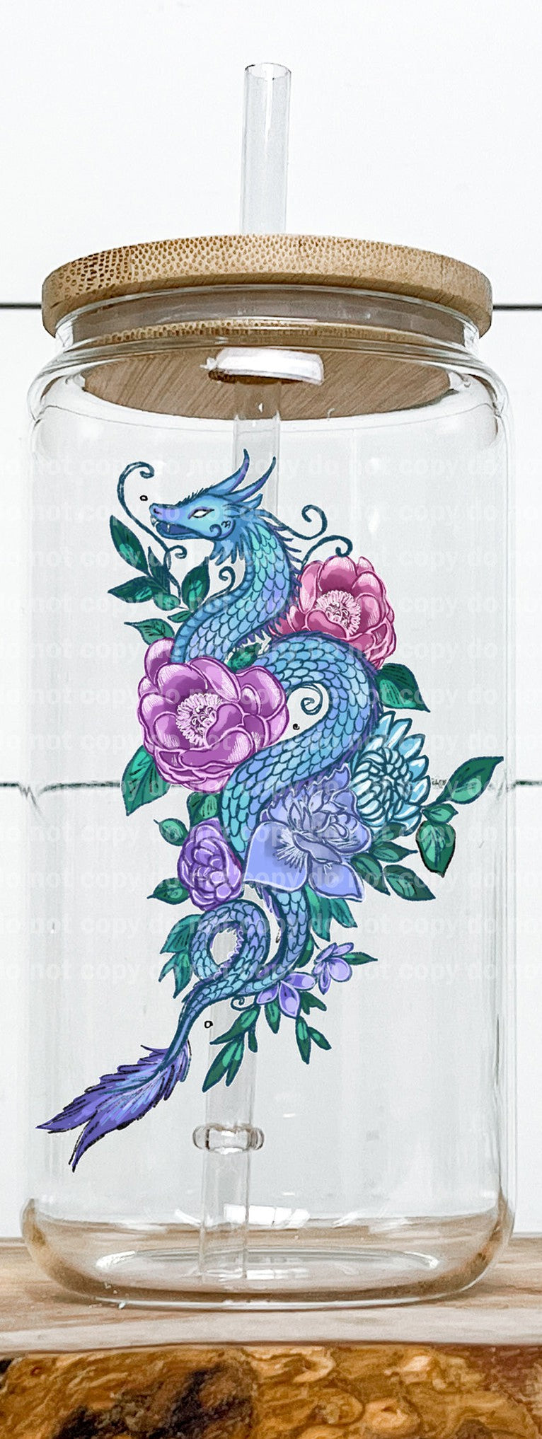 Mythical Dragon Blue Floral