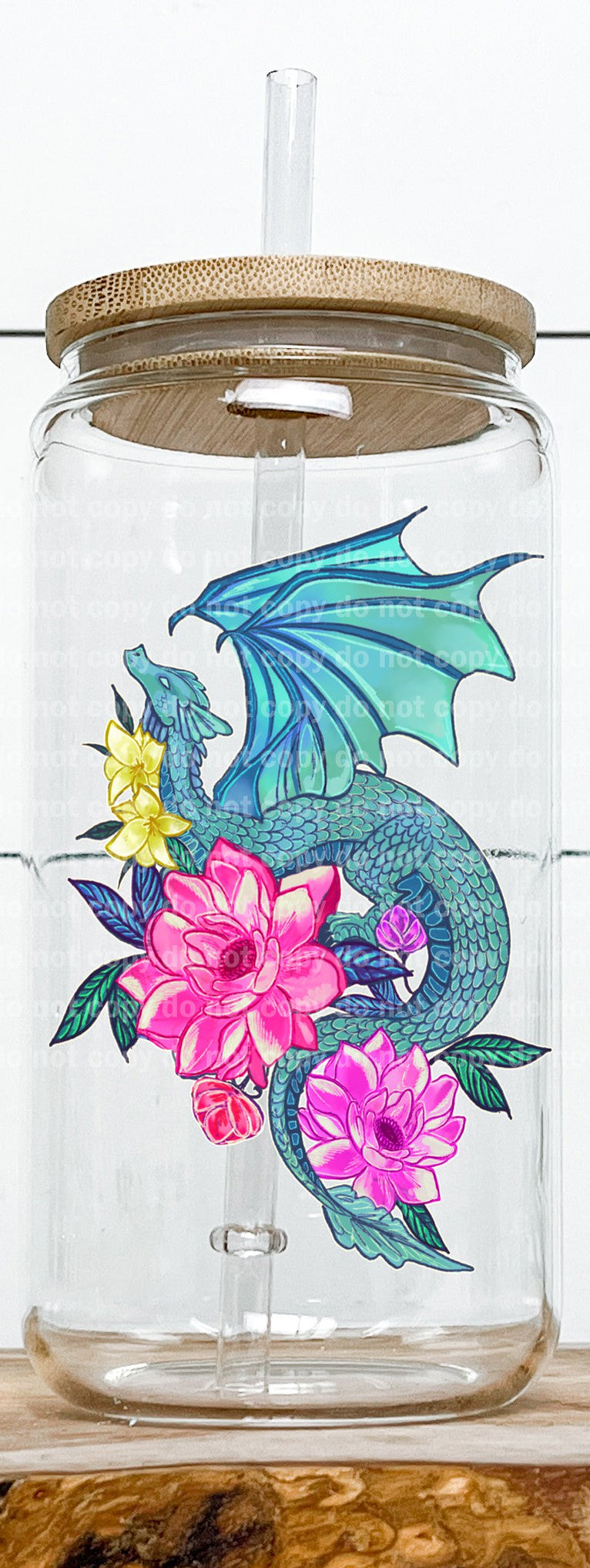 Mythical Dragon Green Floral