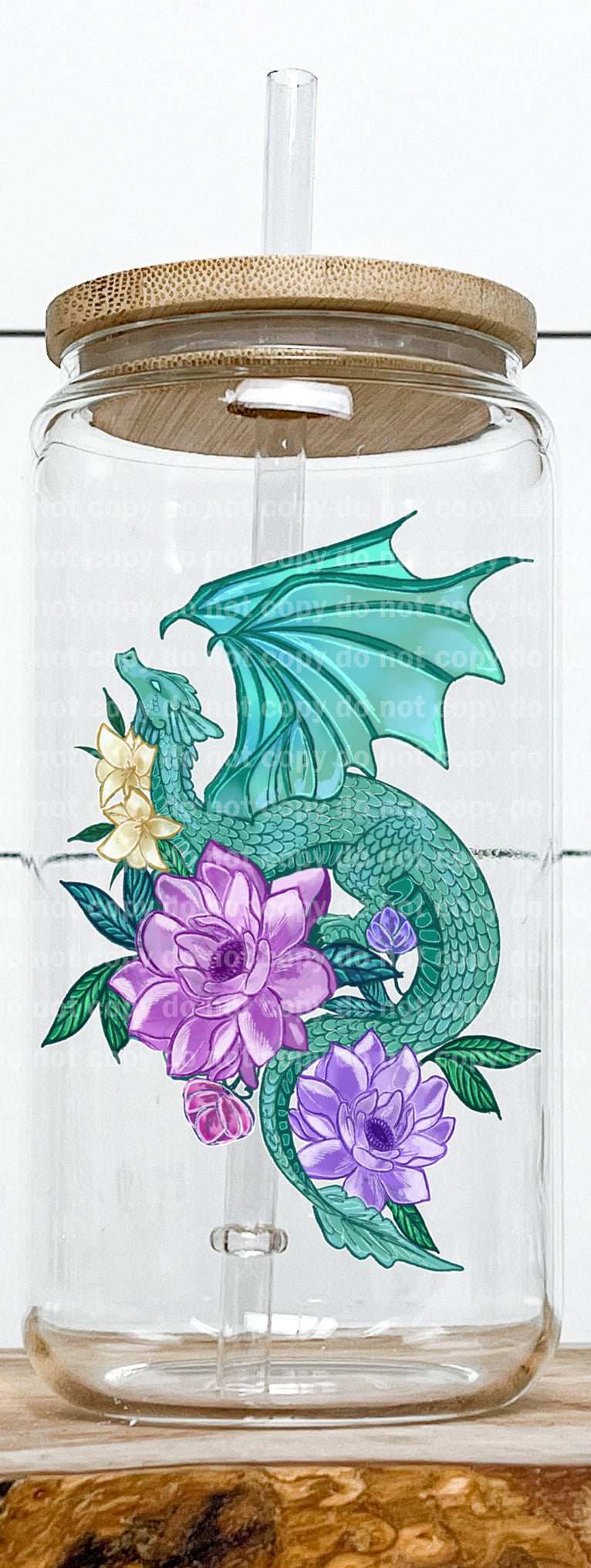 Mythical Dragon Mint Green Floral