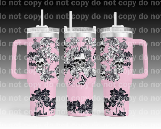 Orchids and Skulls (white fill) with Bottom Option 40oz Cup Wrap