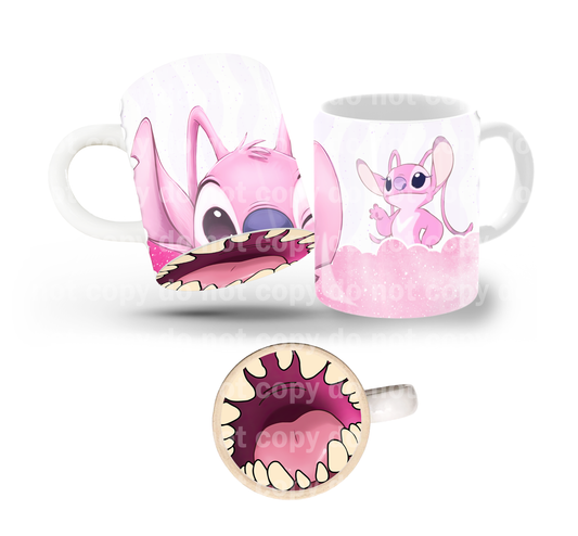 Pink Alien Tilt & Sip Mug Wrap + Bottom Design Set