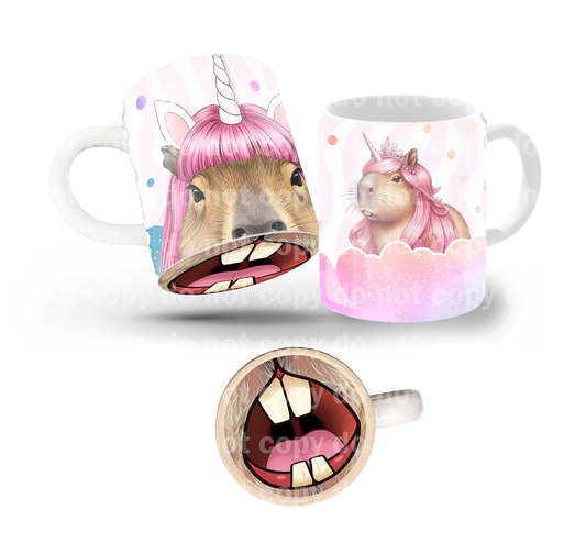 Pink Capivara Tilt & Sip Mug Wrap + Bottom Design Set