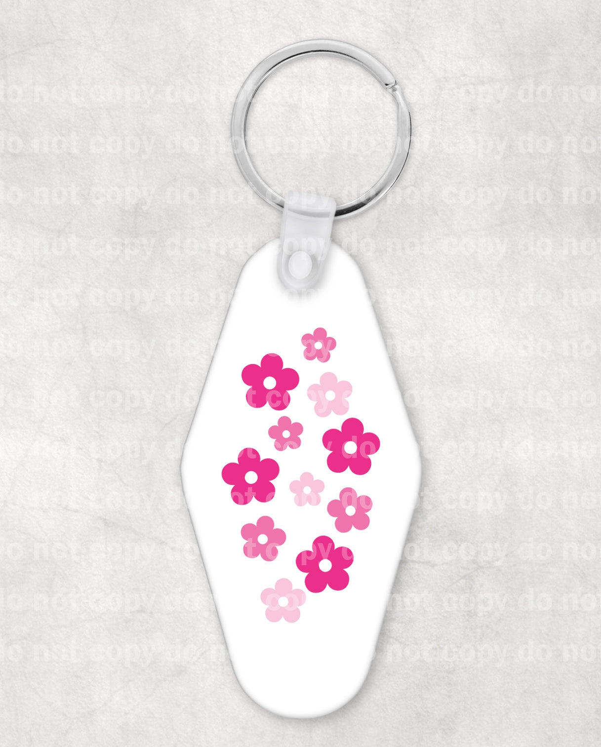Transfer Case Keychain Pink Flowers Keychain UV DTF Eco solvent or sublimation transfer 1 x 2 ...