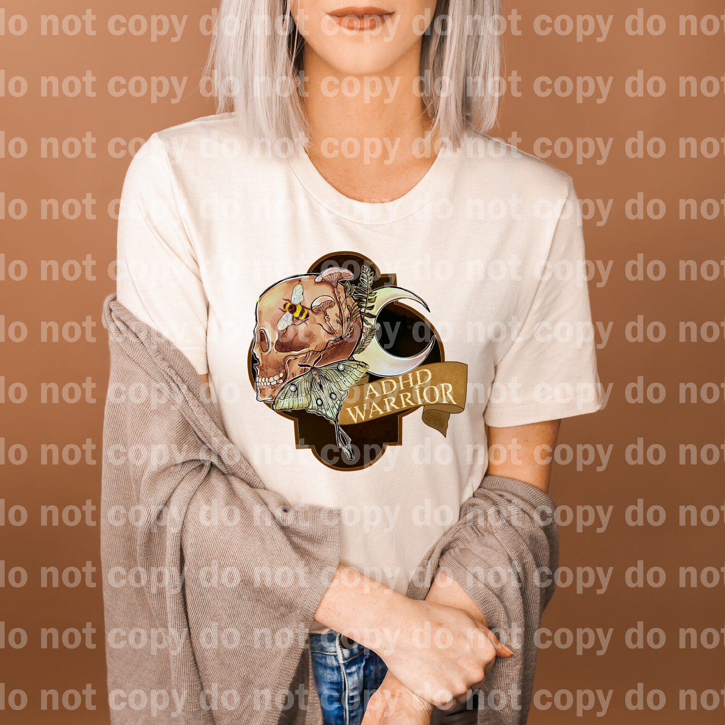 ADHD Warrior Skull Moon Moth Emblem