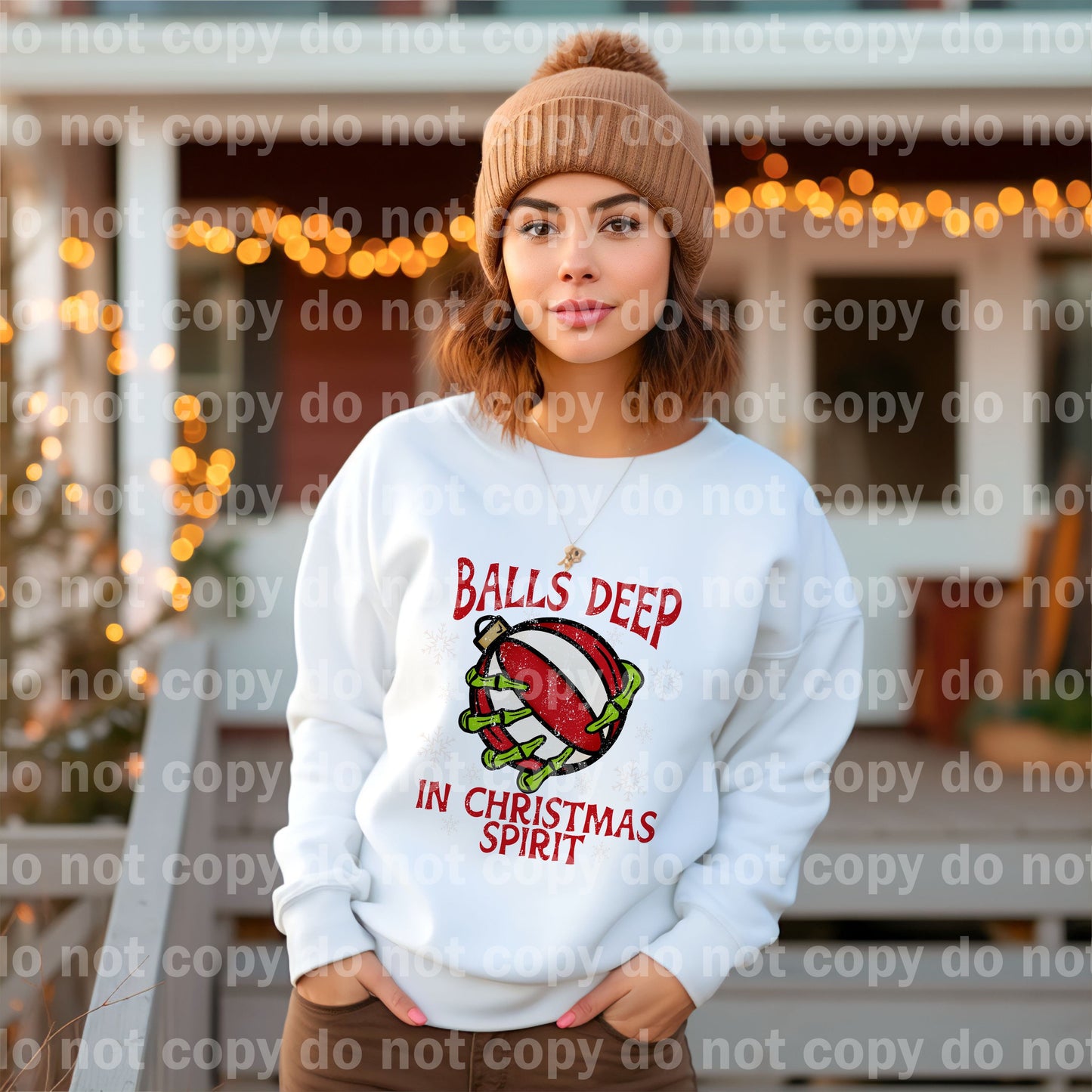 Balls Deep In Christmas Spirit Distressed Full Color/One Color with Pocket Option Dream Print or Sublimation Print