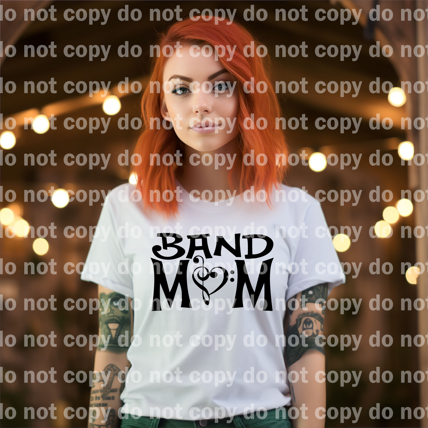 Band Mom Heart Note BLACK or WHITE Ink Dream Print or Sublimation Print