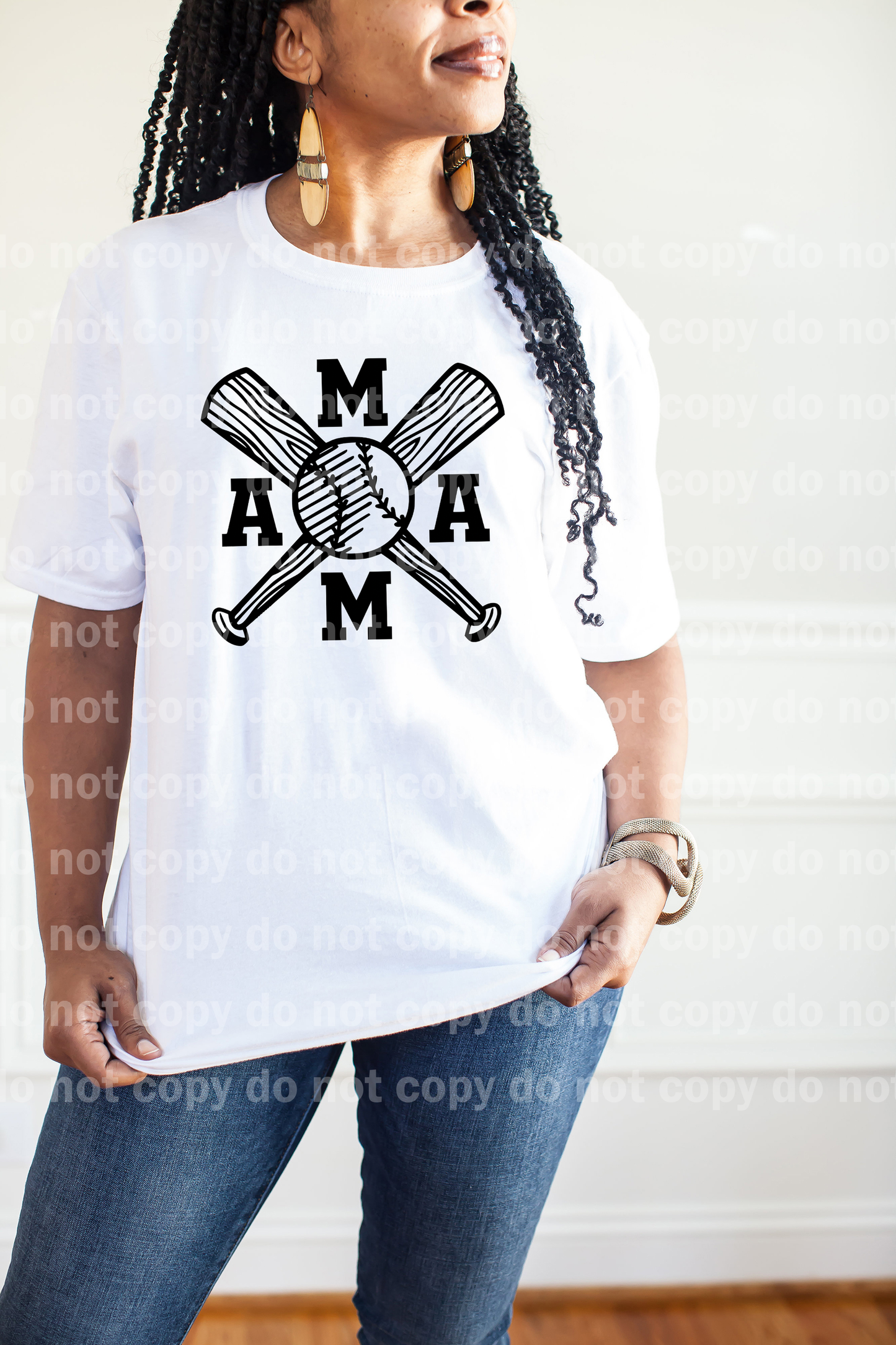 Baseball Bat Crossed Mama BLACK Ink or WHITE Ink Dream Print or Sublimation Print