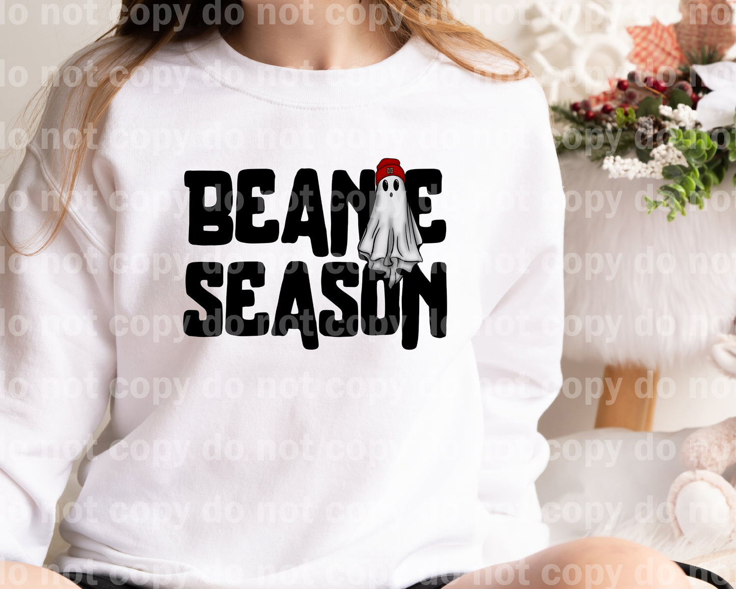Beanie Season Ghost Red/Green with Pocket Option Dream Print or Sublimation Print