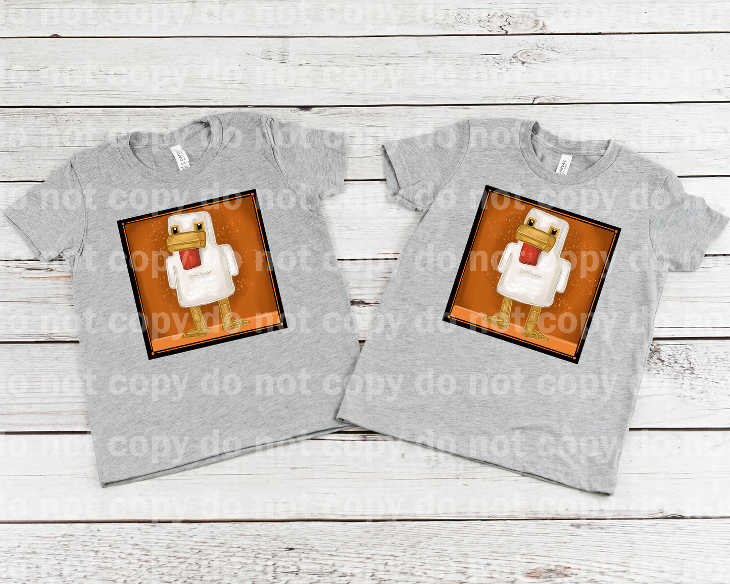 Blocky White Chicken With Background
