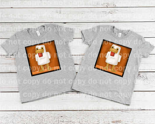 Blocky White Chicken With Background