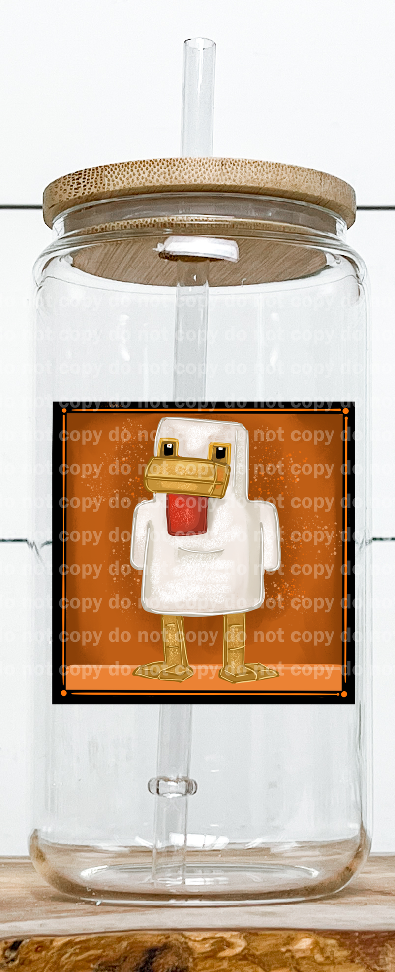 Blocky White Chicken With Background