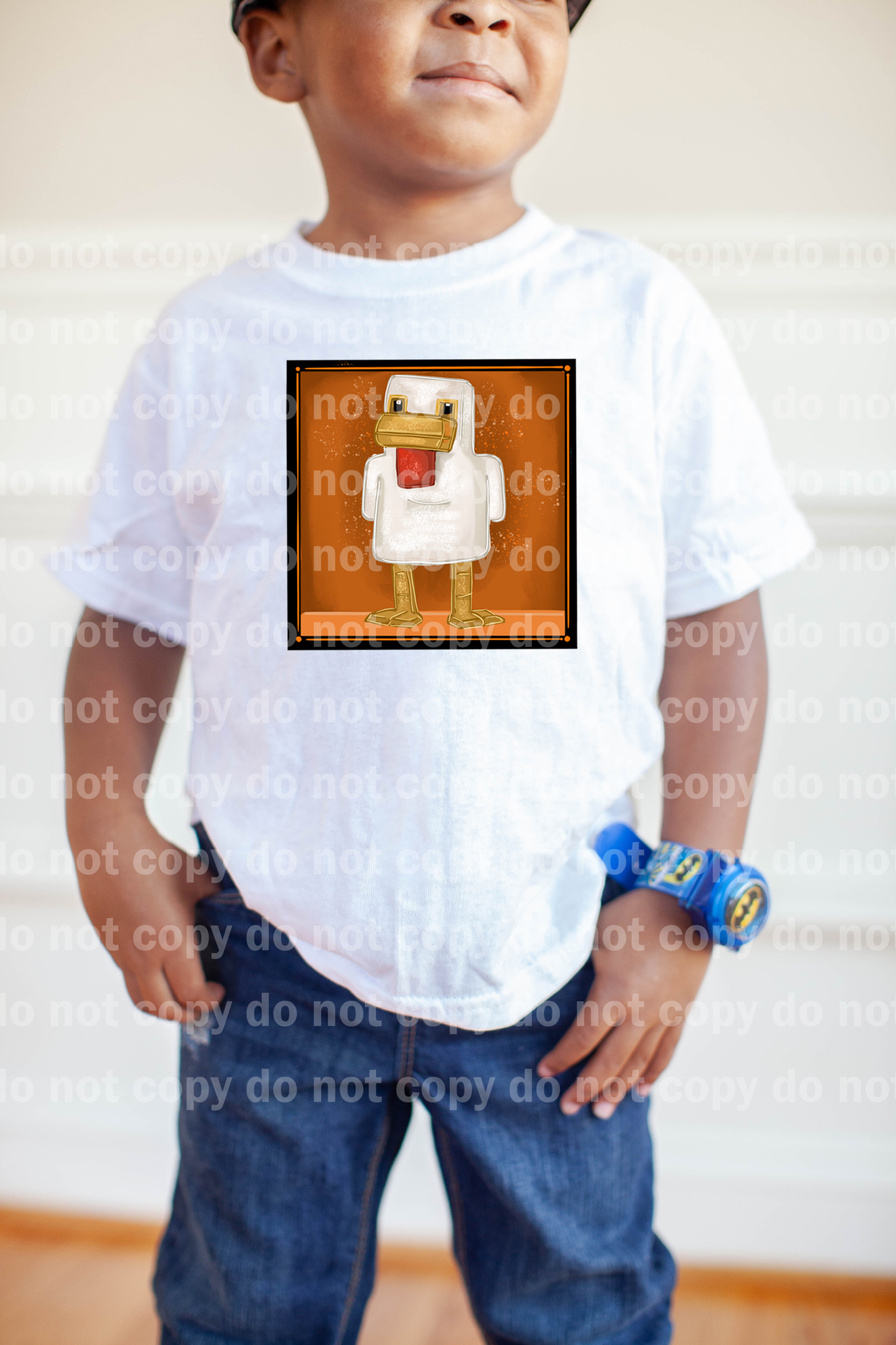 Blocky White Chicken With Background