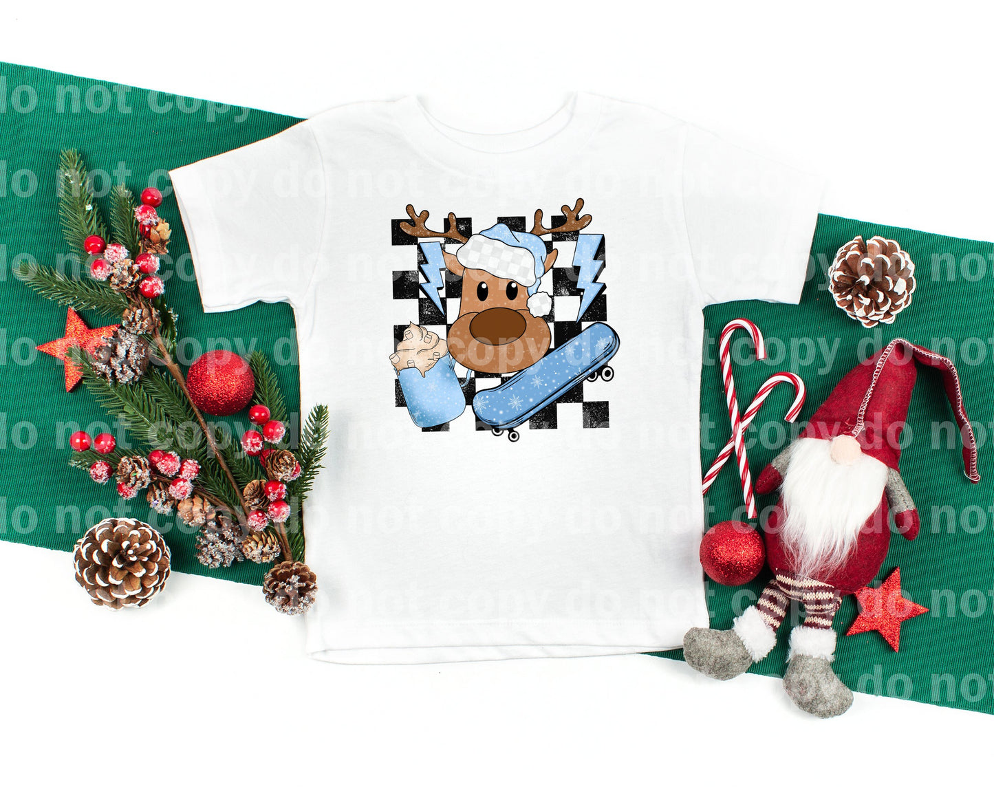Blue Reindeer Checkered with Pocket Option Dream Print or Sublimation Print