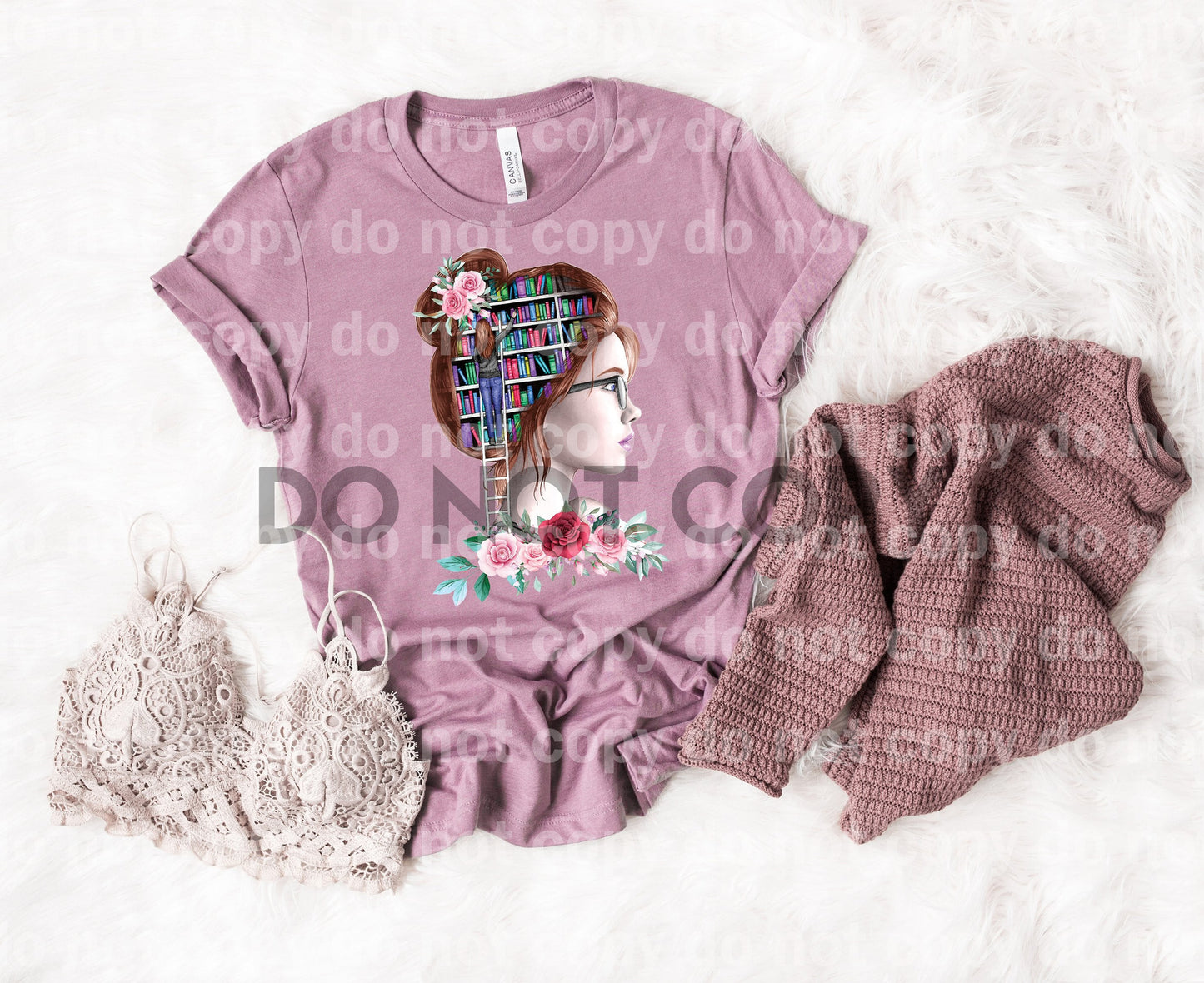 Library Book Head Girl Woman Red Hair Dream Print or Sublimation Print
